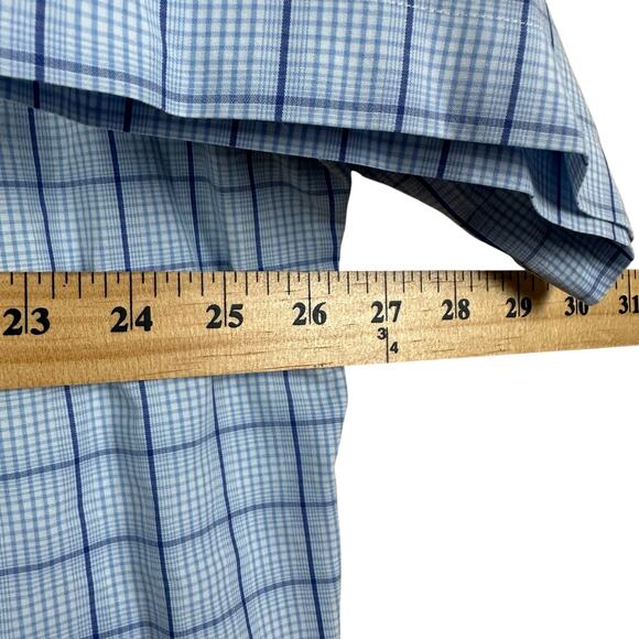 Brooks Brothers Non-Iron Short Sleeve Button Down Shirt Blue Windowpane Check XL - Picture 6 of 6